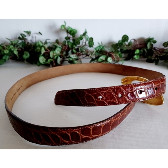 De Vecchi by Hamilton Hodge Genuine American Alligator Leather Buckle Belt - Picture 4 of 16